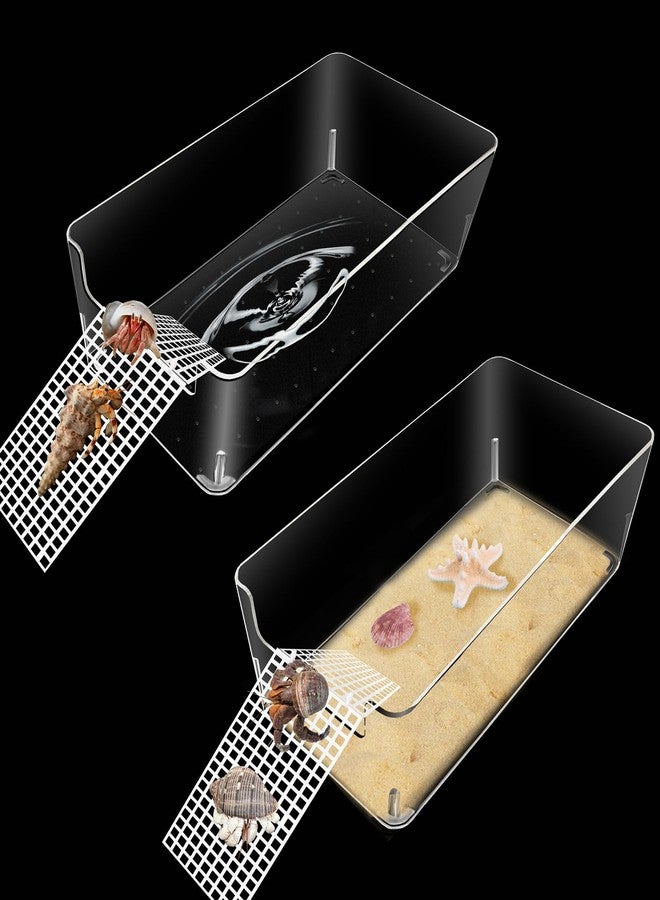 Niuohoy 2 Pack Hermit Crab Water Tank, Hermit Crab Cage Accessories with Climbing Ramp Hermit Crab Aquarium Salt Water Pool for Small or Medium Hermit Crab Habitat Home - Transparent (Large) - Image 1